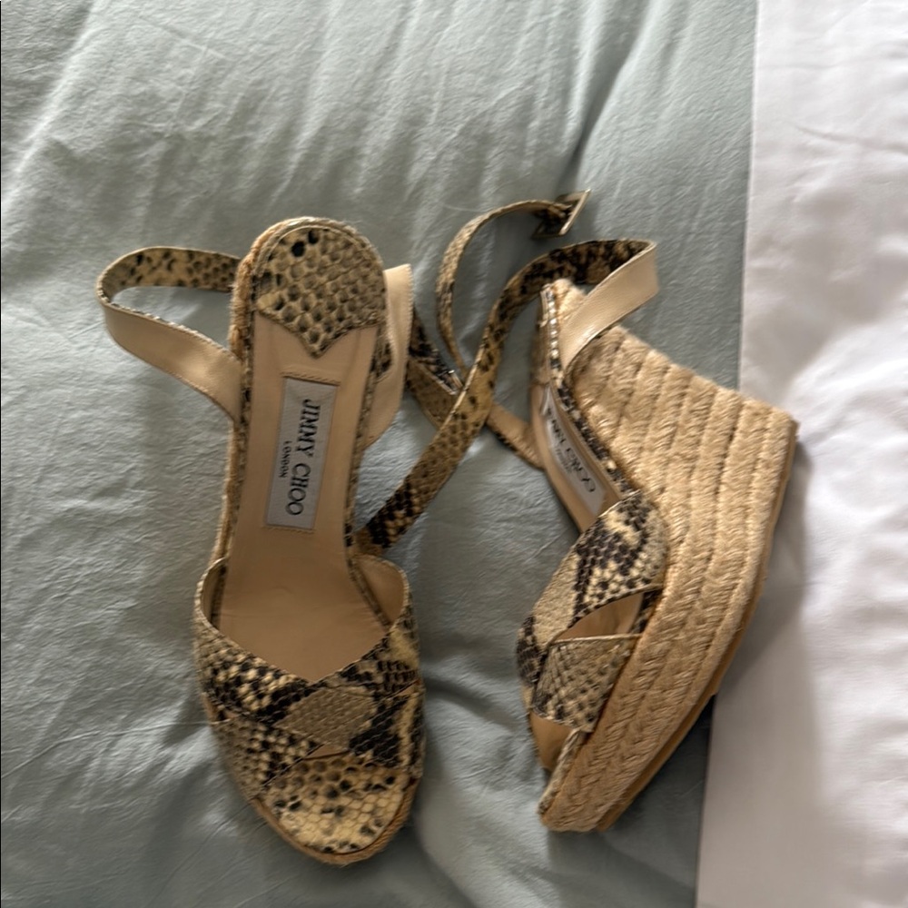 Jimmy Choo Snake Print Wedge Sandals